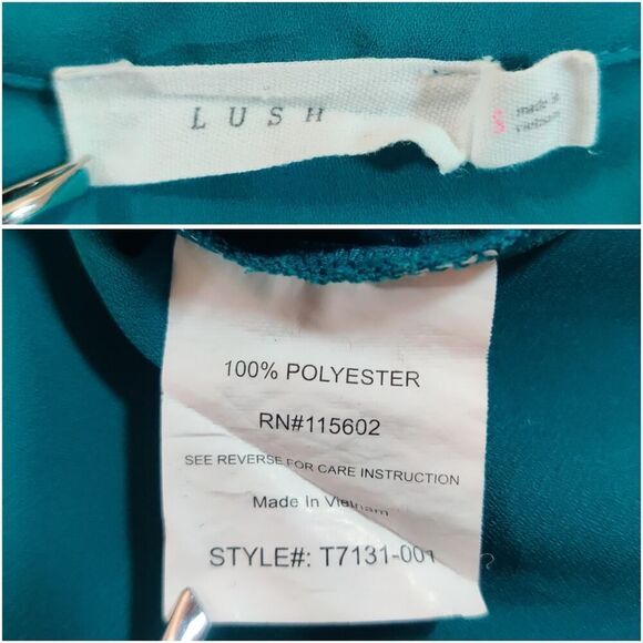 Lush split V-neck button tab sleeve blouse sz S - Picture 6 of 6